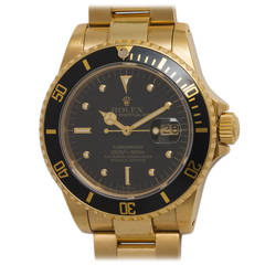 Rolex Yellow Gold Submariner Wristwatch ref 16808 circa 1983