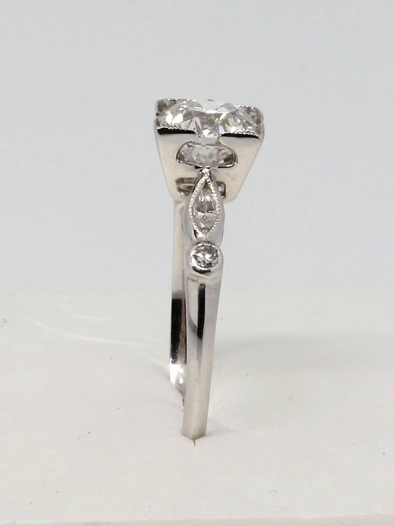 Women's Vintage Engagement Ring Platinum 1.04ct Old Old European Cut  F-VS2 1930’s For Sale
