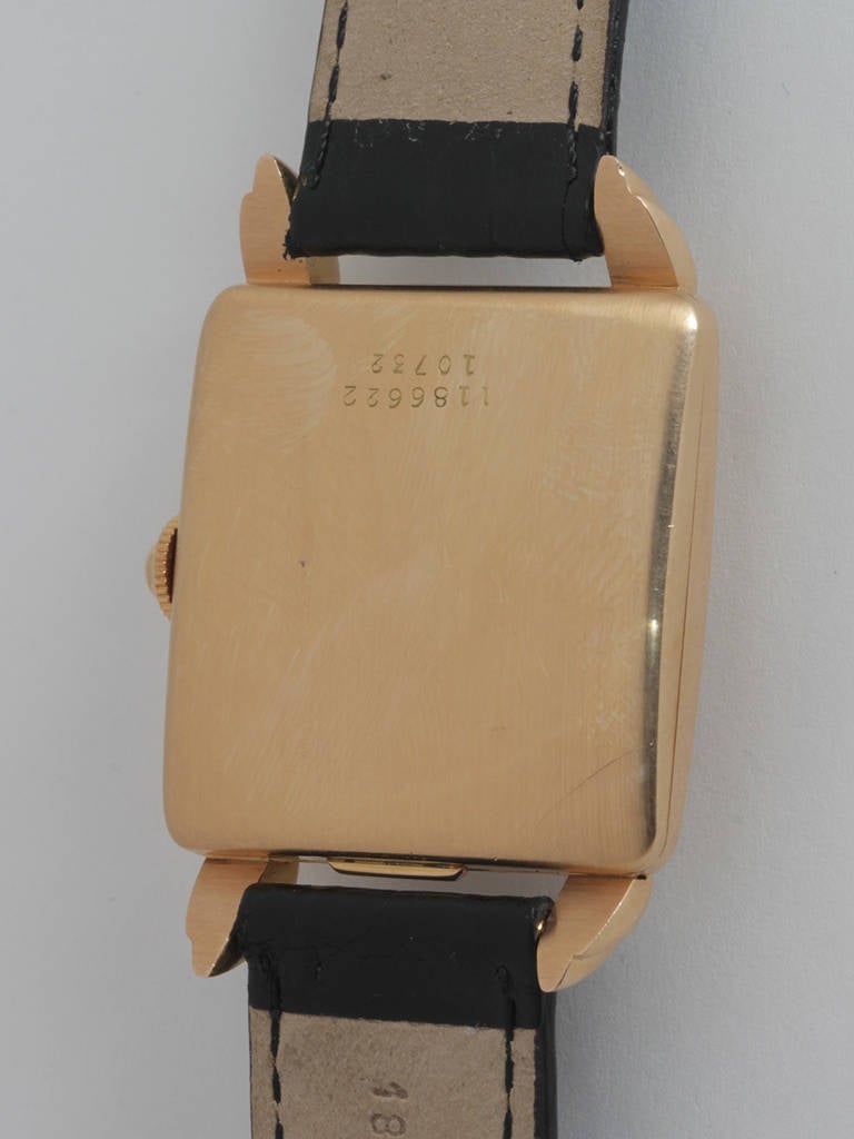 Men's Universal Rose Gold Square Wiristwatch circa 1950s For Sale