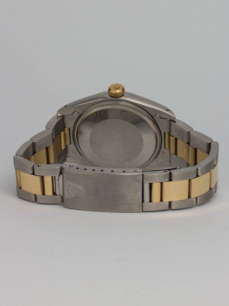 Women's or Men's Rolex Stainless Steel and Yellow Gold Date Wristwatch Ref 1505 circa 1978 For Sale