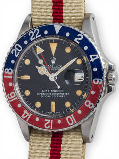 Rolex Stainless Steel GMT-Master Wristwatch circa 1978