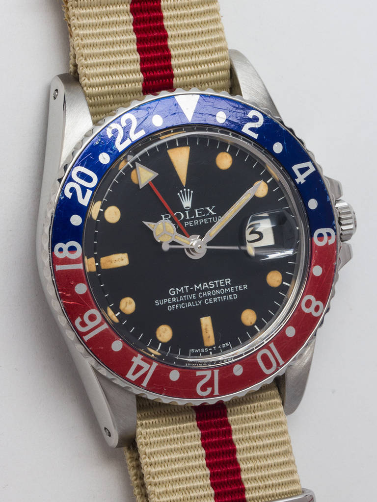Rolex Stainless Steel GMT-Master Wristwatch circa 1978