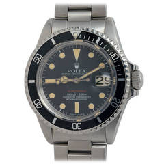 Retro Rolex Stainless Steel Red Submariner Wristwatch Ref. 1680 circa 1970