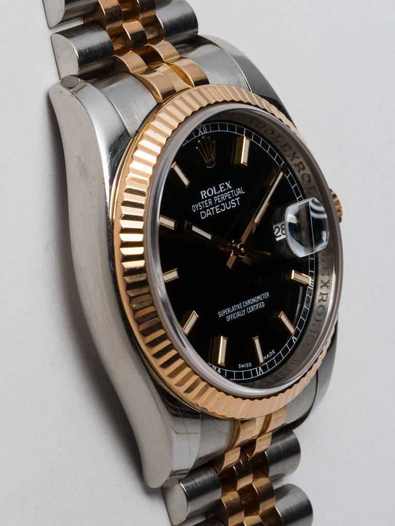 Rolex Stainless Steel and Rose Gold Datejust Wristwatch Ref 116231 circa 2007