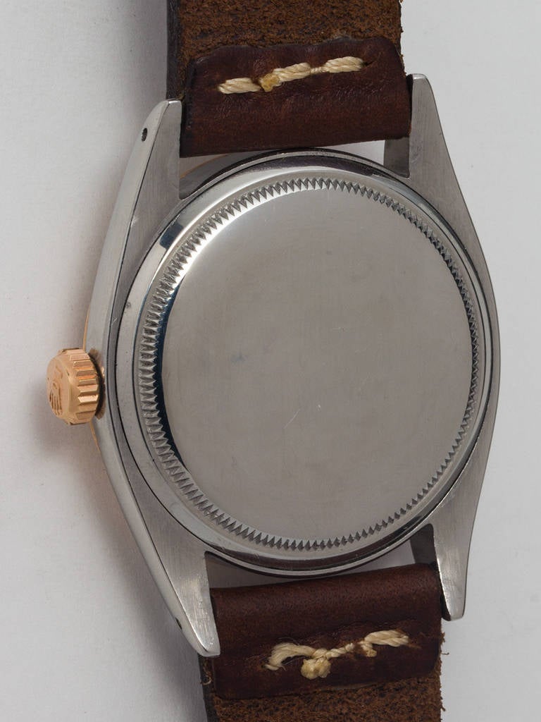 Men's Rolex Stainless Steel and Rose Gold Early Datejust Watch Ref 6605 circa 1958