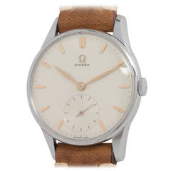 Vintage Omega Stainless Steel Oversized Dress Model Wristwatch circa 1950s