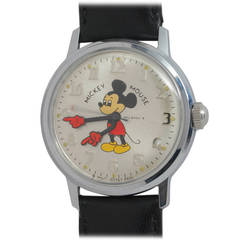 Helbros Stainless Steel Mickey Mouse Wristwatch circa 1970s