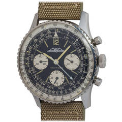 Retro Breitling Stainless Steel Navitimer AOPA Chronograph Wristwatch circa 1960s