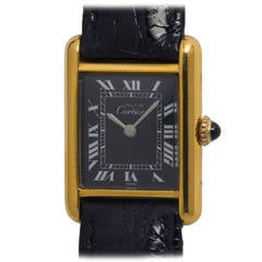 Cartier Lady's Gilt Silver Tank Louis Must de Cartier Wristwatch circa 1970s