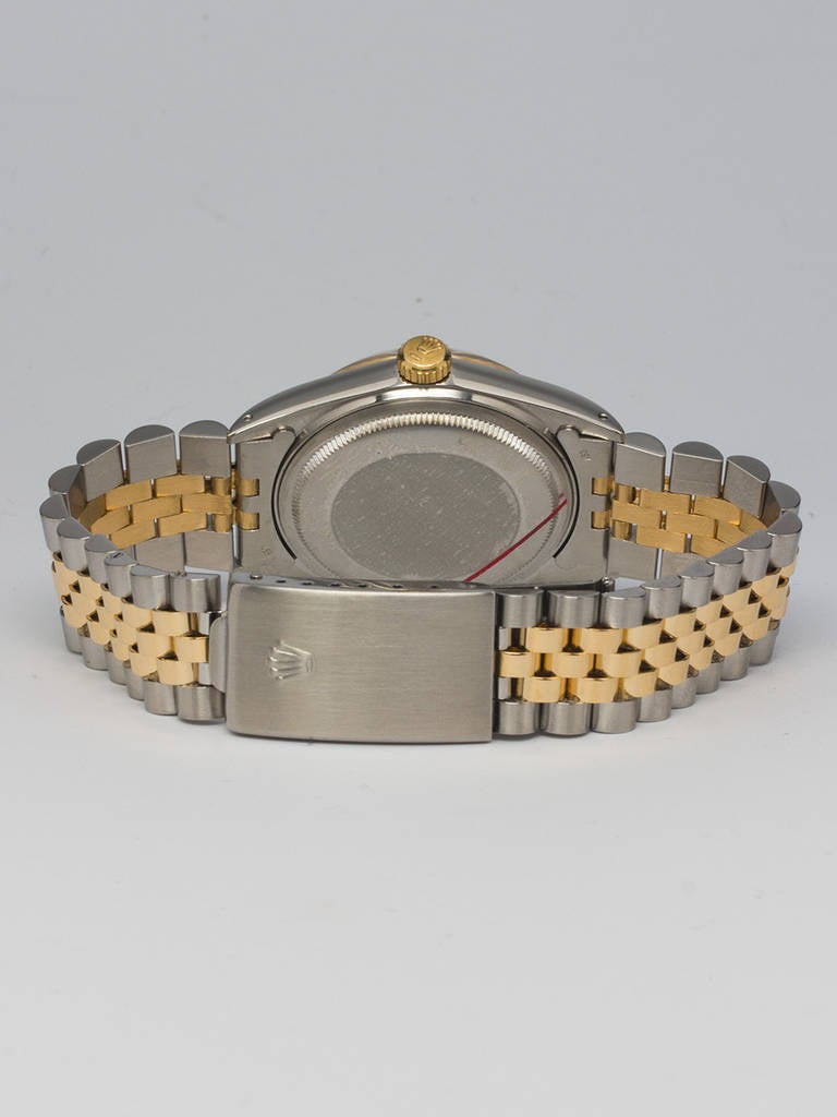 Rolex Stainless Steel and Yellow Gold Datejust Wristwatch Ref 1603 circa 1985 In Excellent Condition In West Hollywood, CA