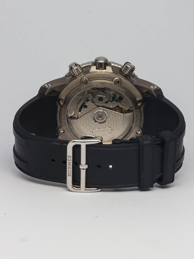 Men's Hermes Stainless Steel and Titanium Clipper Chronograph Wristwatch circa 2000s