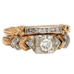 Vintage 1940s Diamond Gold Ring Set