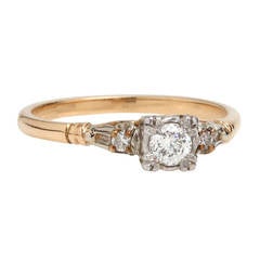 1940s Diamond Gold Solitaire Ring