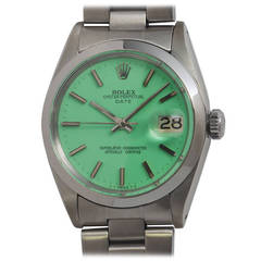 Rolex Stainless Steel Date Wristwatch Ref 1500 with Custom-Colored Dial