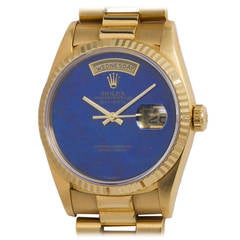 Vintage Rolex Yellow Gold Day-Date Wristwatch Ref 18238 with Lapis Dial circa 1995