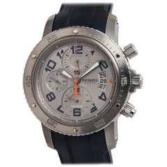 Hermes Stainless Steel and Titanium Clipper Chronograph Wristwatch circa 2000s