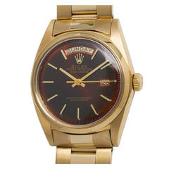 Vintage Rolex Yellow Gold Day-Date Wristwatch with Custom-Colored Dial circa 1971
