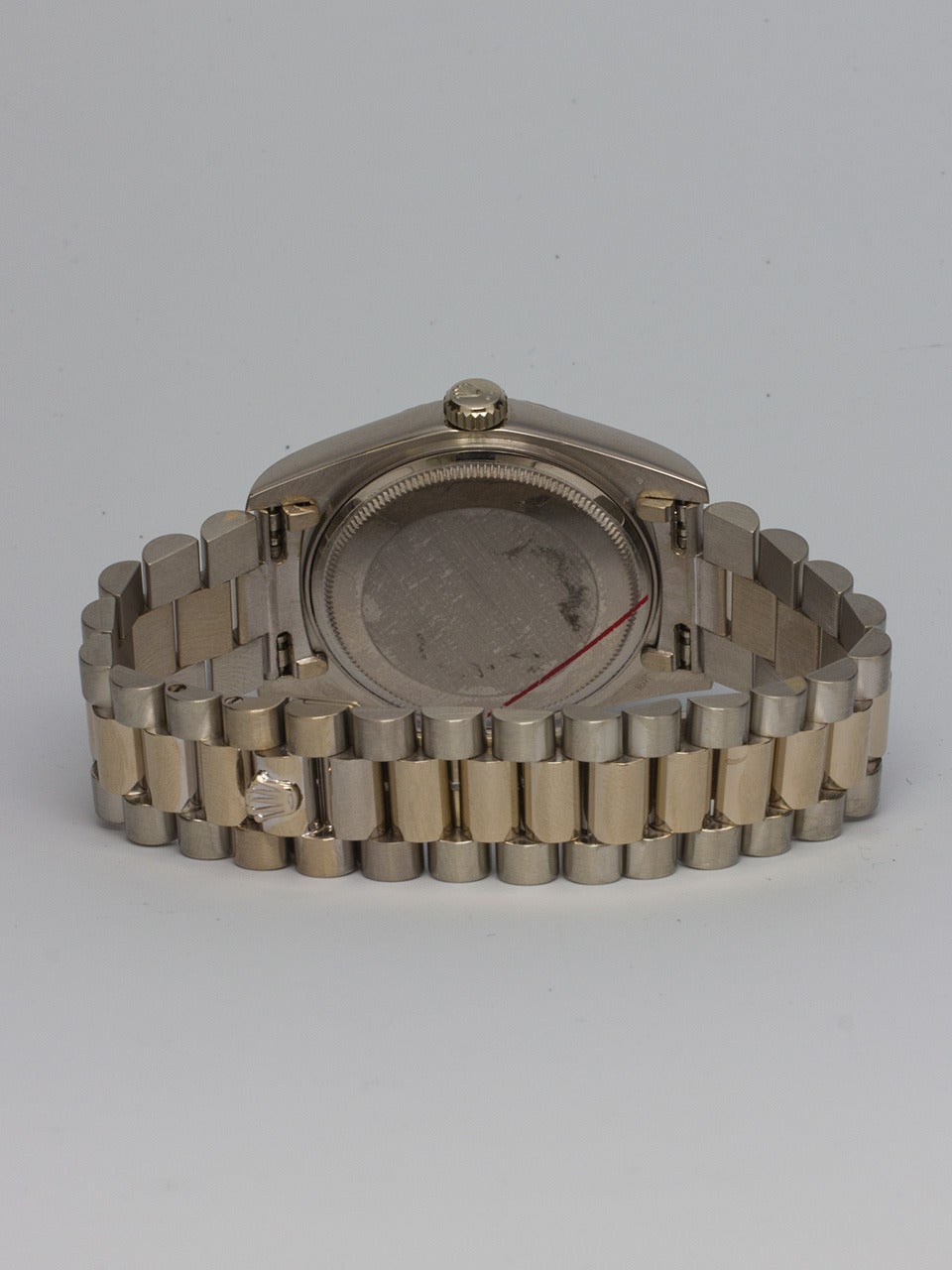 Rolex White Gold Day-Date Wristwatch Ref 18039 circa 1980 In Excellent Condition In West Hollywood, CA
