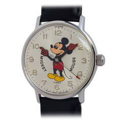 Retro Helbros Stainless Steel Mickey Mouse Wristwatch circa 1970s