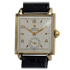 Vintage Rolex Yellow Gold Square Wristwatch circa 1950s