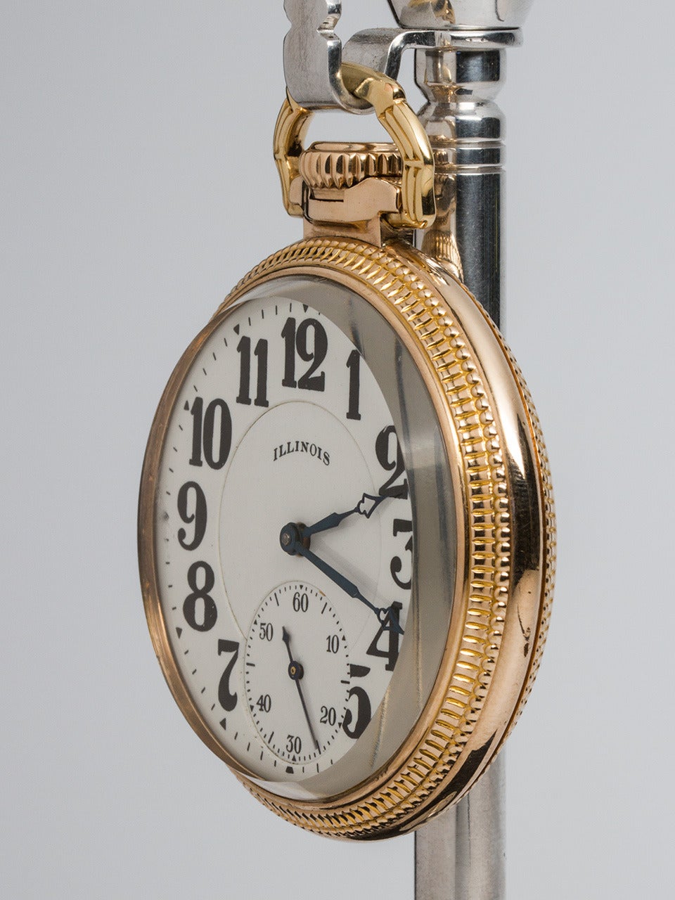 Illinois Yellow Gold-Filled Railroad-Grade Bunn Special Pocket Watch In Excellent Condition In West Hollywood, CA