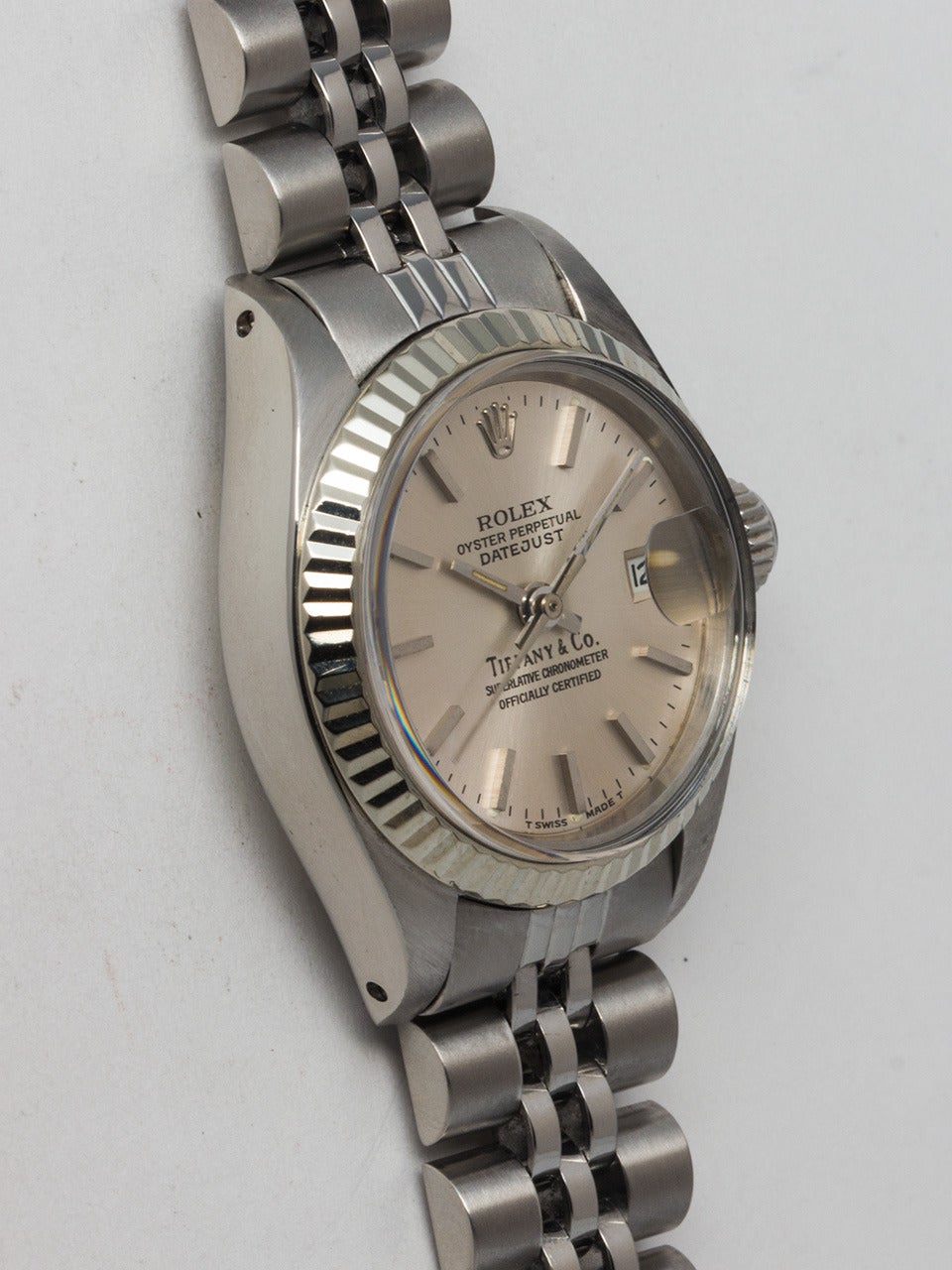 Rolex Lady's Stainless Steel Datejust Wristwatch Retailed by Tiffany and Co.