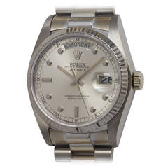 Vintage Rolex White Gold Day-Date Wristwatch Ref 18039 circa 1980