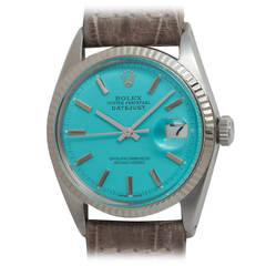 Rolex Stainless Steel Datejust Wristwatch Ref 1601with Custom-Colored Dial