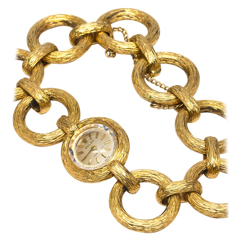 Rolex Lady's Yellow Gold Bracelet Wristwatch circa 1970s