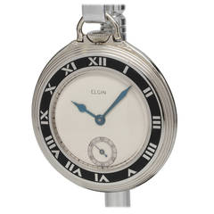 Elgin White Gold-Filled Art Deco Pocket Watch, circa 1929