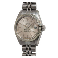Vintage Rolex Lady's Stainless Steel Datejust Wristwatch Retailed by Tiffany and Co.