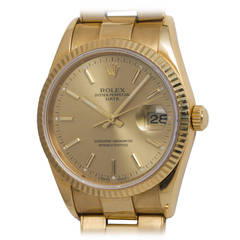 Vintage Rolex Yellow Gold Oyster Perpetual Date Wristwatch circa 1995