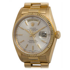 Rolex Yellow Gold Day-Date Wristwatch Retailed by Tiffany & Co circa 1978