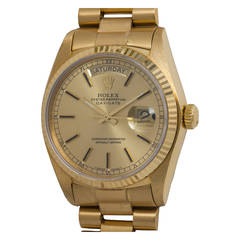 Rolex Yellow Gold Day-Date President Wristwatch Ref 18038 circa 1984