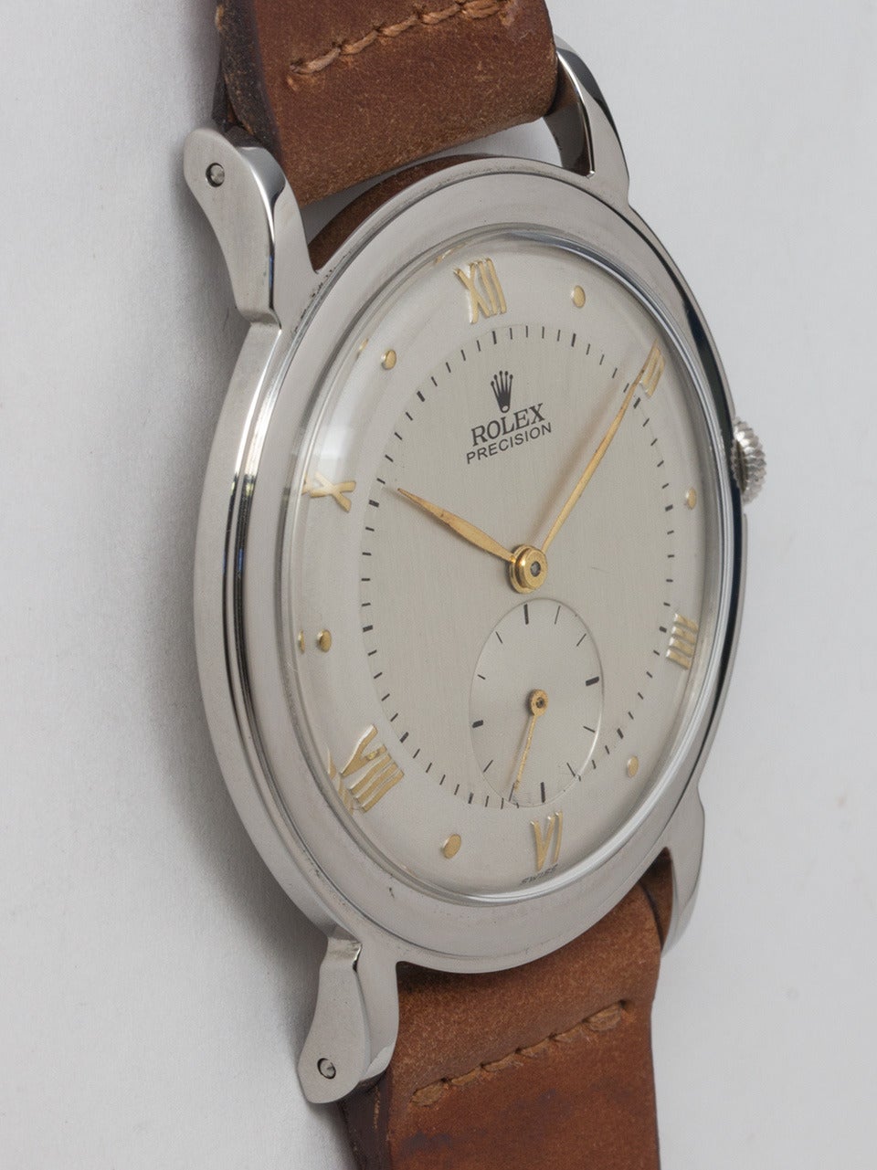 Rolex Stainless Steel Oversized Precision Wristwatch circa 1950s