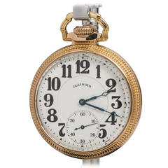 Vintage Illinois Yellow Gold-Filled Railroad-Grade Bunn Special Pocket Watch