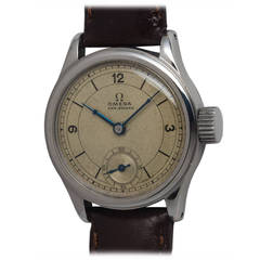 Omega Stainless Steel Military-Style Wristwatch circa 1940s