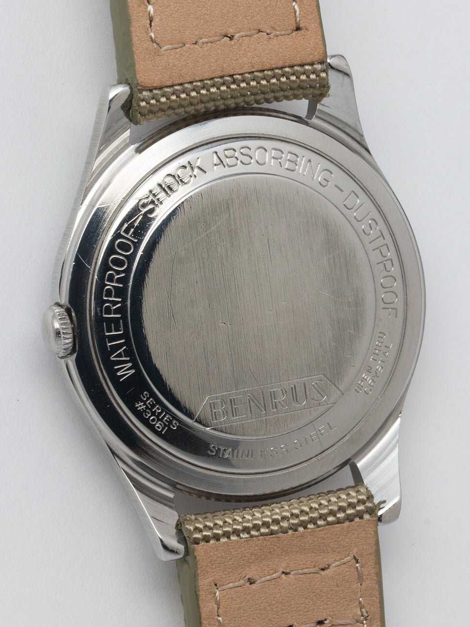 Men's Benrus Steel Military Wristwatch circa 1960s