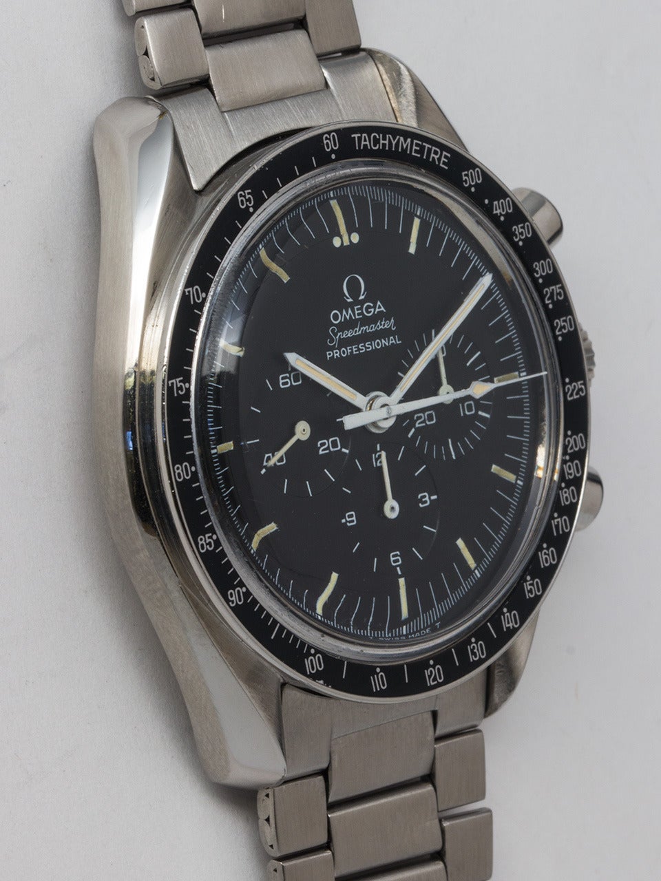 Omega Stainless Steel Speedmaster Chronograph Wristwatch circa 1972