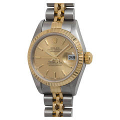 Rolex Lady's Stainless Steel and Yellow Gold Datejust Wristwatch Ref 69173