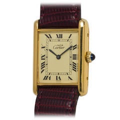 Cartier Gilt Silver Vermeil Must de Cartier Tank Louis Wristwatch circa 1980s