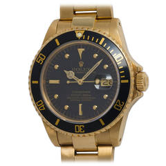 Rolex Yellow Gold Submariner Wristwatch Ref 16608 circa 1980