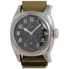 Vintage Longines Stainless Steel Czech Military Wristwatch circa 1938