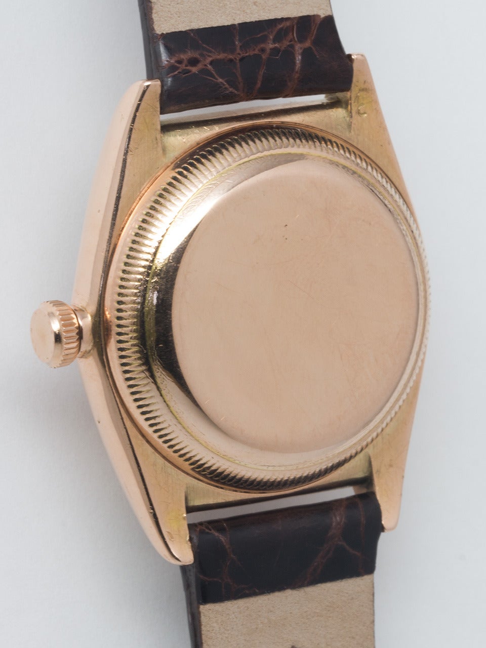 Rolex Rose Gold Bubbleback Wristwatch Ref 3131 circa 1945 In Excellent Condition In West Hollywood, CA