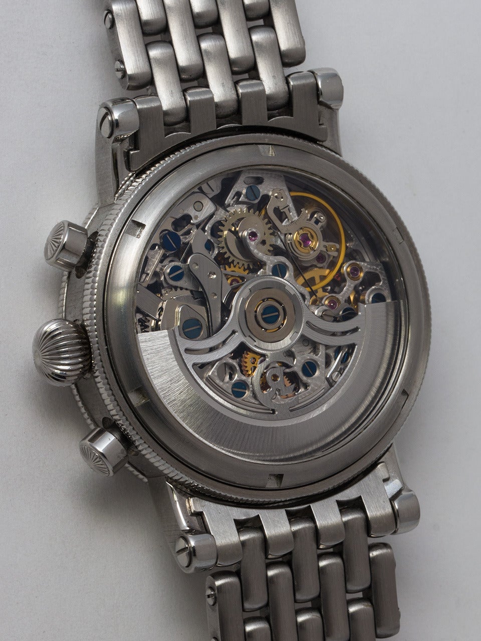 Men's Chronoswiss Stainless Steel Opus Skeletonized Chronograph Wristwatch circa 2000