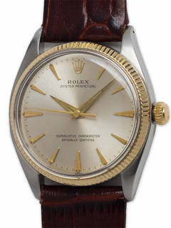 Vintage Rolex Stainless Steel and Yellow Gold Oyster Perpetual Wristwatch circa 1961