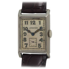 Vintage Longines White Gold Rectangular Wristwatch circa 1930s