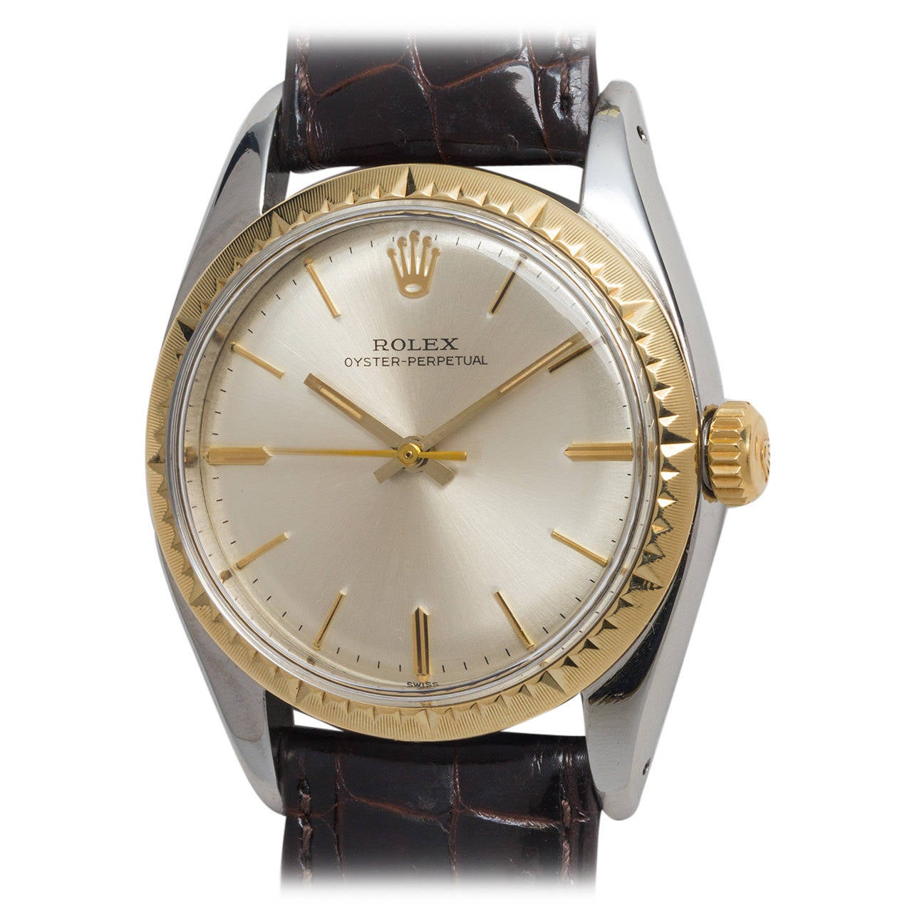 Rolex Stainless Steel and Gold Oyster Perpetual Wristwatch Ref 6582 circa  1957 at 1stDibs