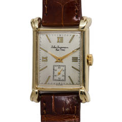 Vintage Jules Jurgensen Yellow Gold Rectangular Wristwatch circa 1940s