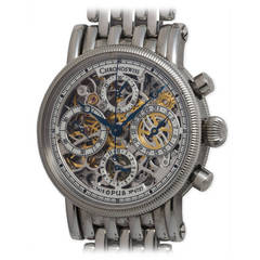 Chronoswiss Stainless Steel Opus Skeletonized Chronograph Wristwatch circa 2000